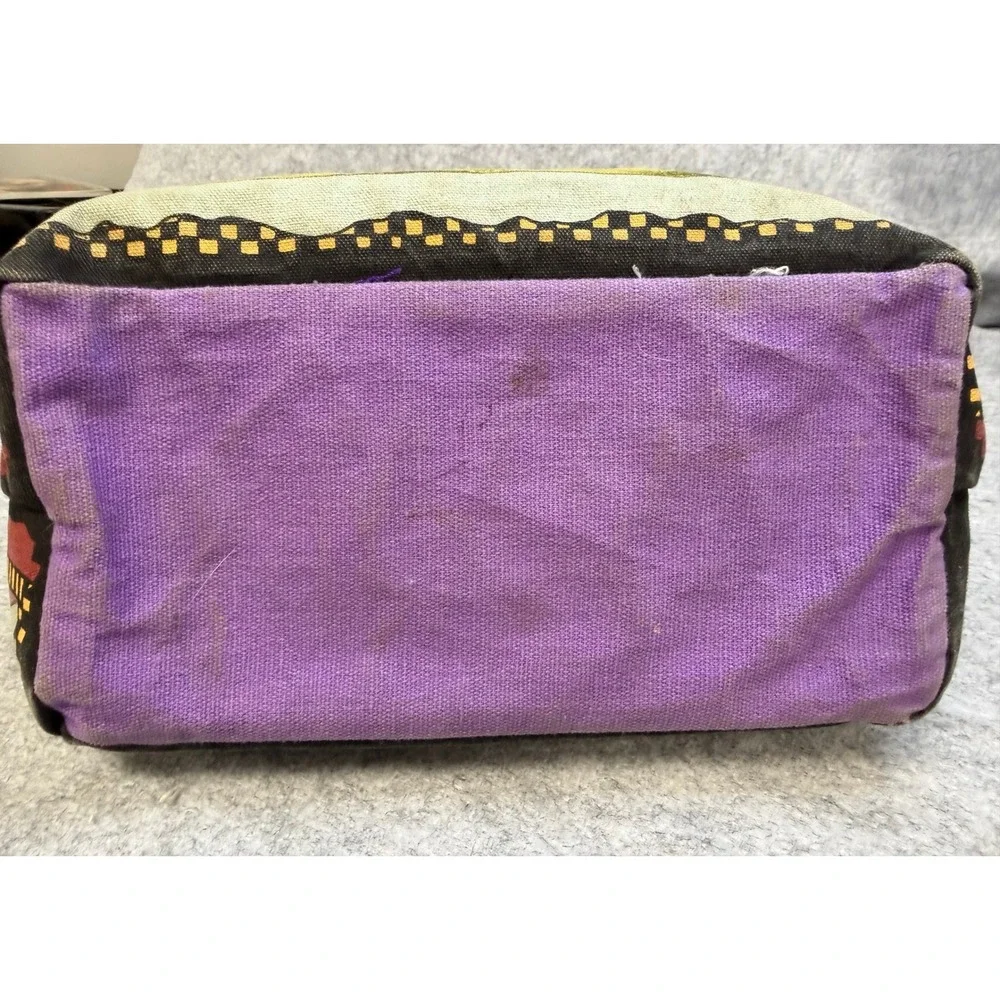 Laurel Burch Wild Horse Canvas Tote Bag Purple Green‎ Shoulder Bag Coins *READ*